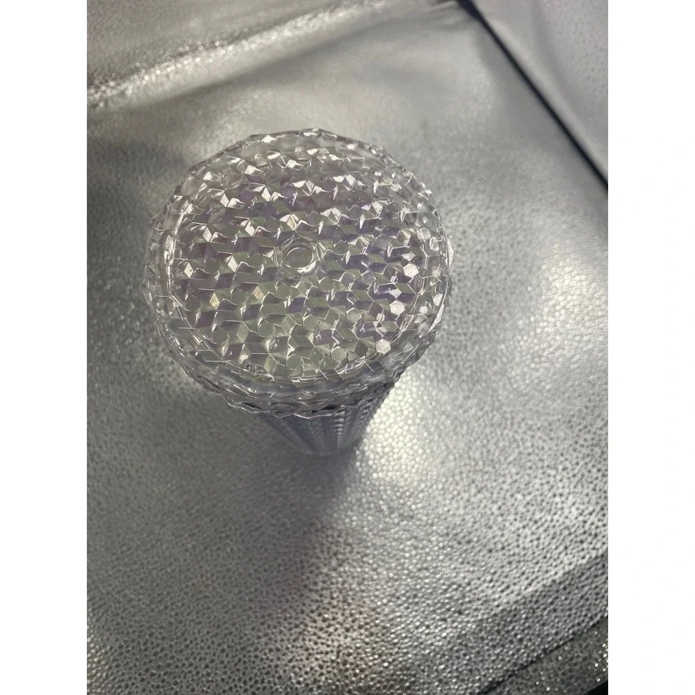 Iridescent Studded Tumbler 24oz‎ Cold Cup Geometric Textured Holographic Clear